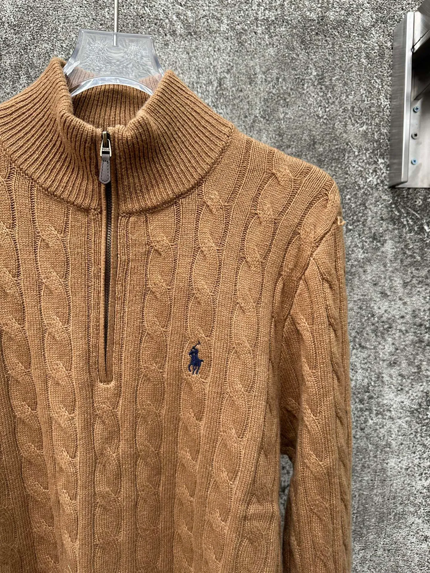 🅿️520 Polo Ralph Lauren 25ss solid color stand collar half zipper long sleeve sweater Size: S M L XL